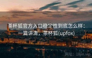茶杯狐官方入口稳定性到底怎么样：一篇讲清，茶杯狐(upfox)
